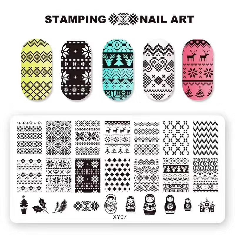 Printing Template Snowflake Christmas Style Printed Nail Tool Set