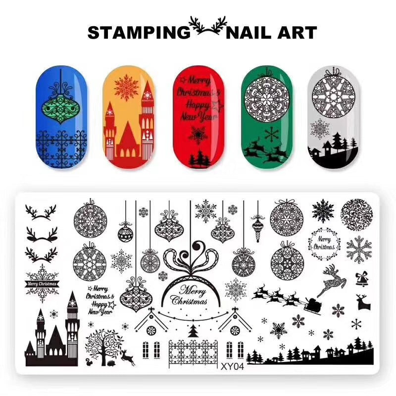 Printing Template Snowflake Christmas Style Printed Nail Tool Set