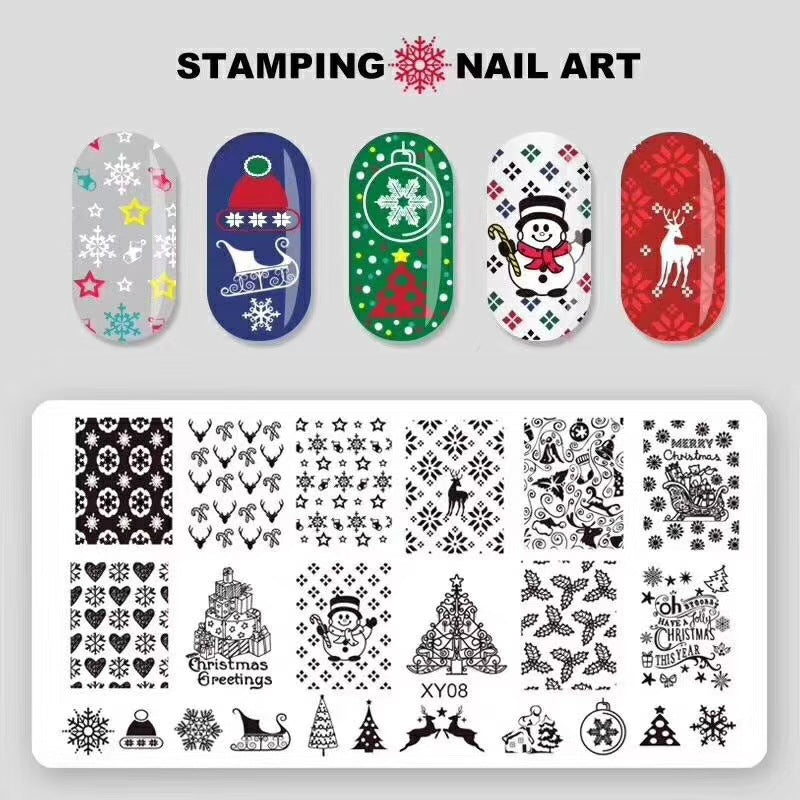 Printing Template Snowflake Christmas Style Printed Nail Tool Set