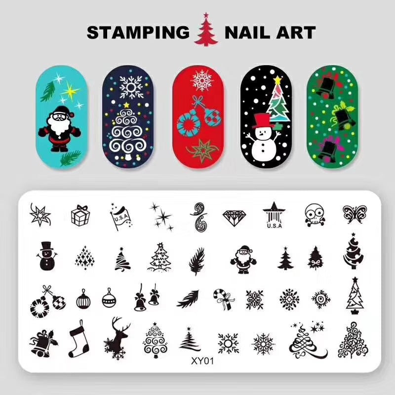 Printing Template Snowflake Christmas Style Printed Nail Tool Set