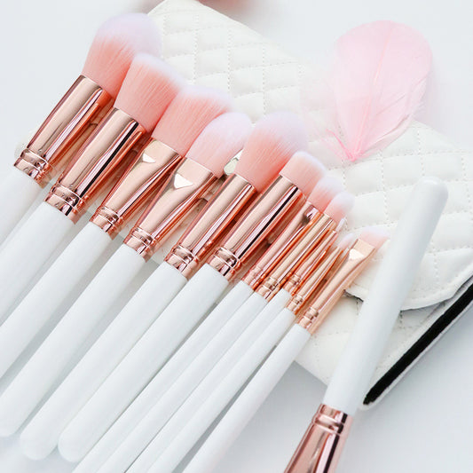 Pink White Brush Foundation Eyebrow Full Makeup Brushes Accessories