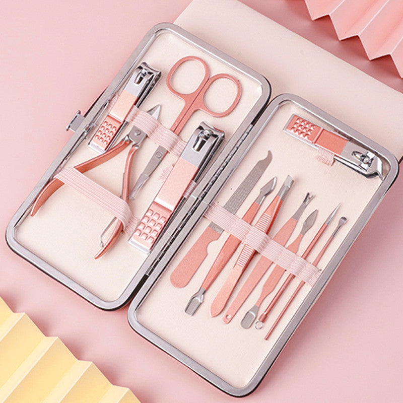 Ensemble complet d'outils de manucure professionnels pour ongles avec coupe-ongles en or rose