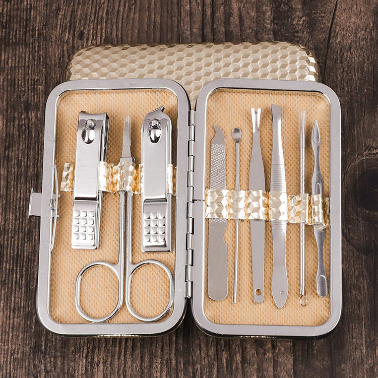 Ensemble d'outils de manucure et de beauté pour ongles en acier inoxydable élégant