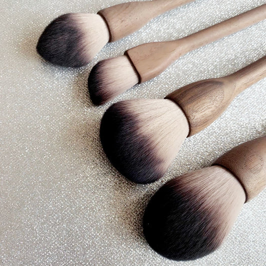 Solid Wood Walnut Large Retro Powder Brush Loose Highlight Makeup Brushes Accessories