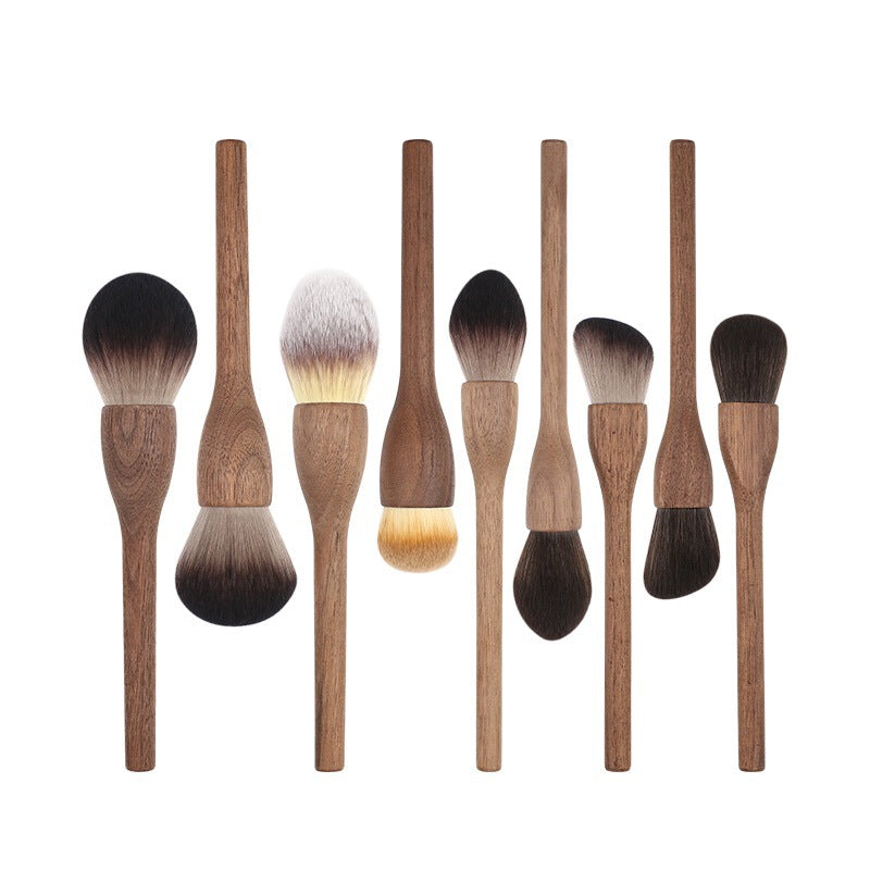 Solid Wood Walnut Large Retro Powder Brush Loose Highlight Makeup Brushes Accessories