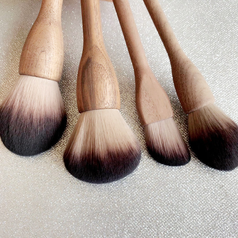 Solid Wood Walnut Large Retro Powder Brush Loose Highlight Makeup Brushes Accessories