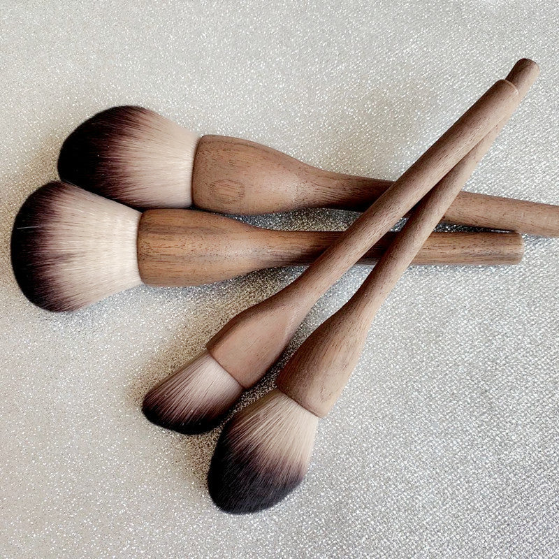 Solid Wood Walnut Large Retro Powder Brush Loose Highlight Makeup Brushes Accessories