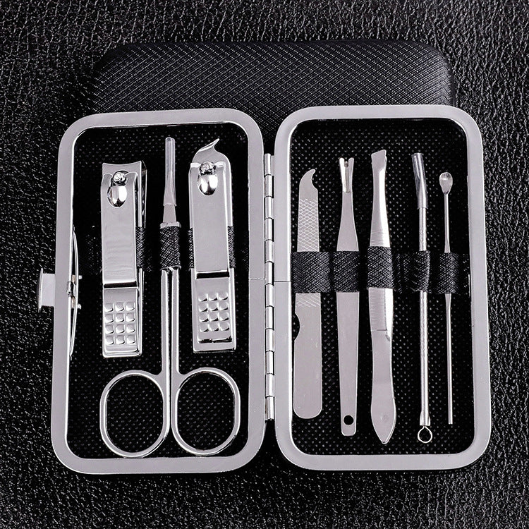 Ensemble d'outils de manucure et de beauté pour ongles en acier inoxydable élégant