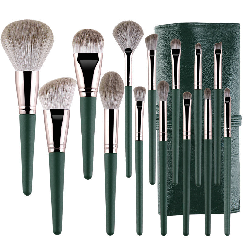 Green Cloud Brush Suit Soft Wooden Handle Beauty Makeup Brushes Accessories