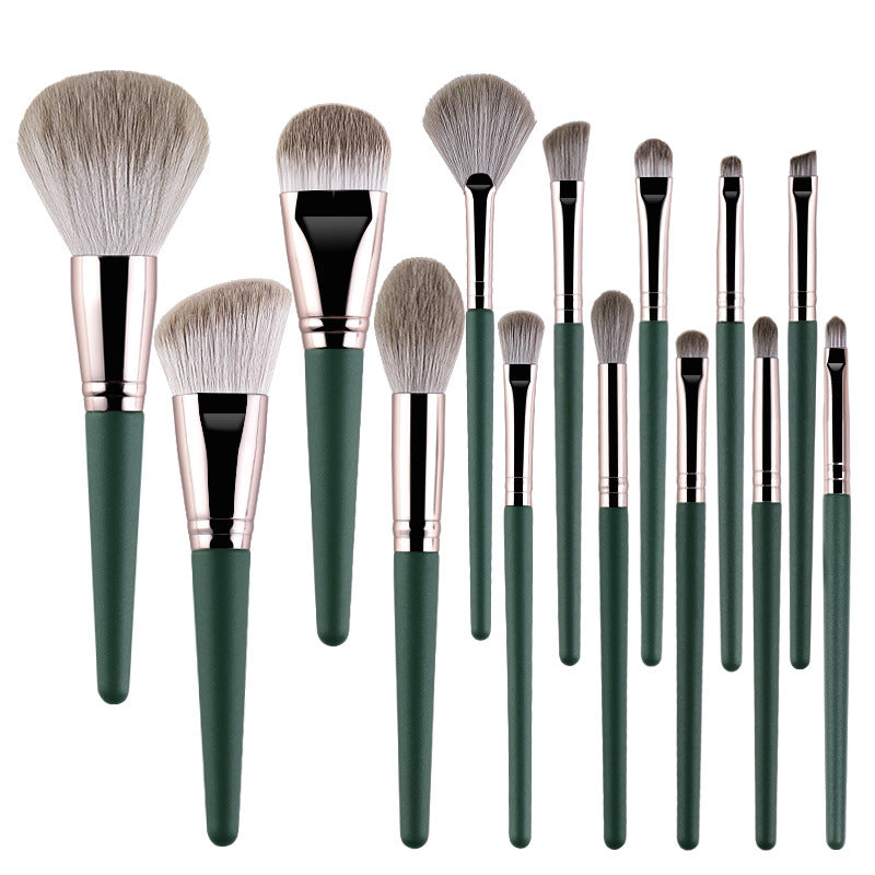 Green Cloud Brush Suit Soft Wooden Handle Beauty Makeup Brushes Accessories