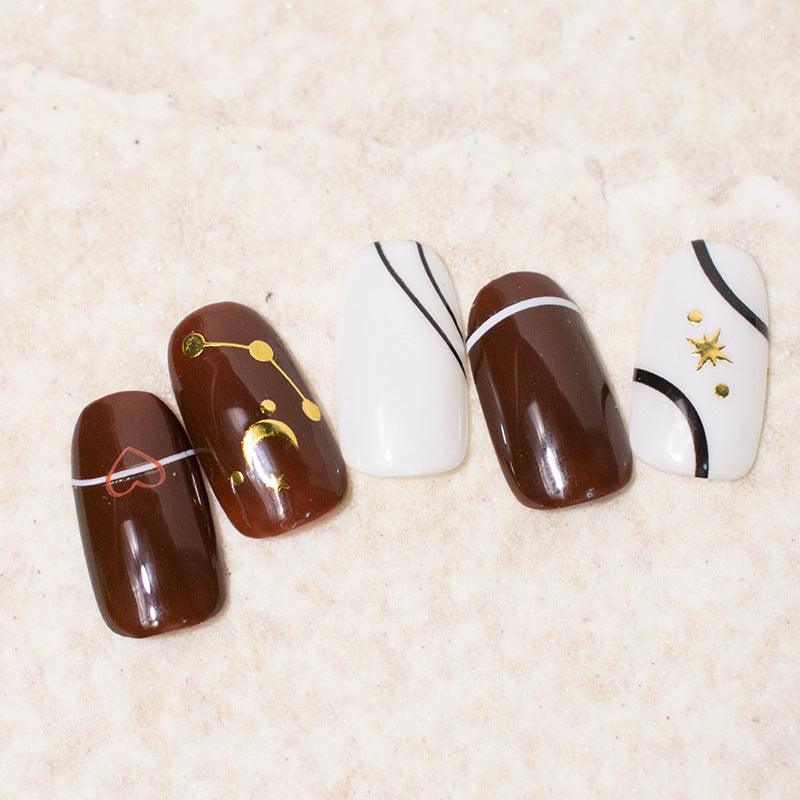 French Simple Gilding Lines English Adhesive Nail Stickers