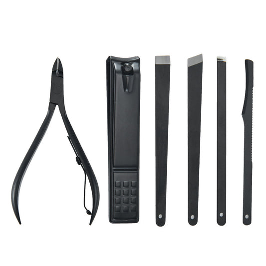 Ensemble d'outils de manucure pour ongles avec coupe-ongles en acier inoxydable et costume noir