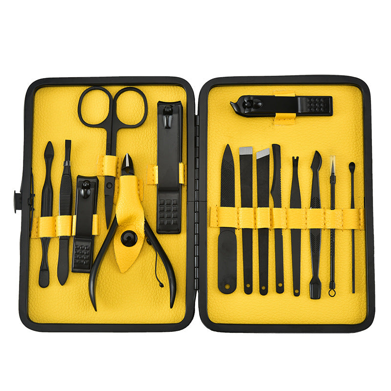 Ensemble d'outils de manucure pour ongles avec coupe-ongles en acier inoxydable et costume noir