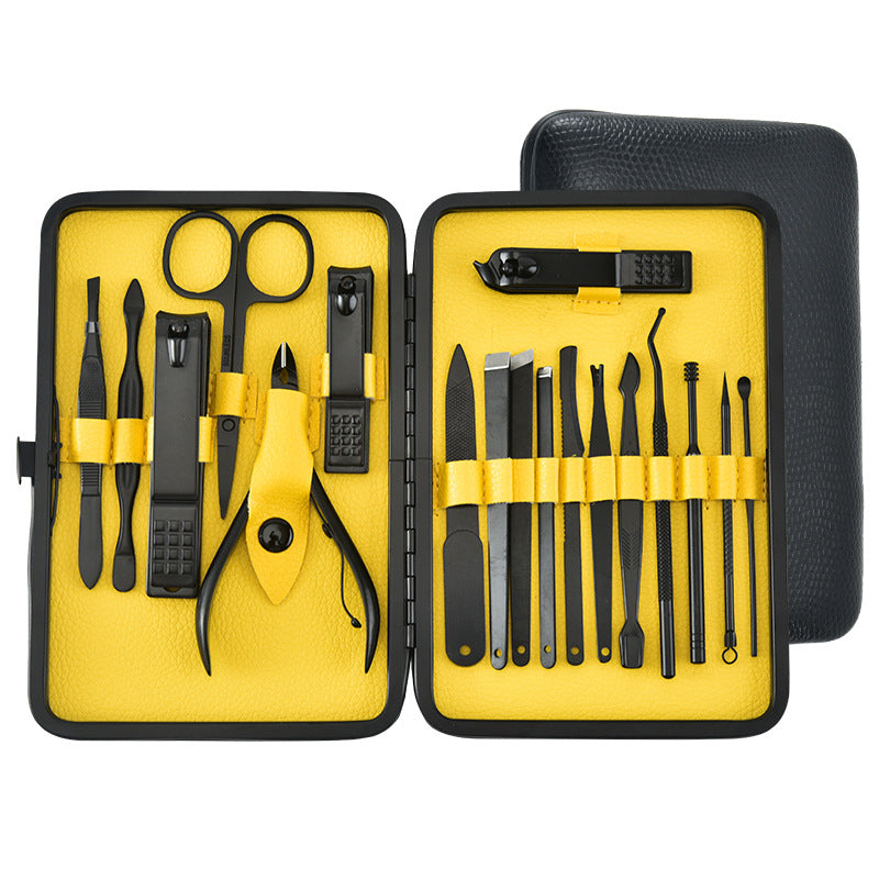 Ensemble d'outils de manucure pour ongles avec coupe-ongles en acier inoxydable et costume noir