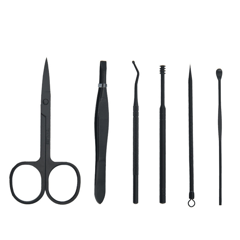 Ensemble d'outils de manucure pour ongles avec coupe-ongles en acier inoxydable et costume noir