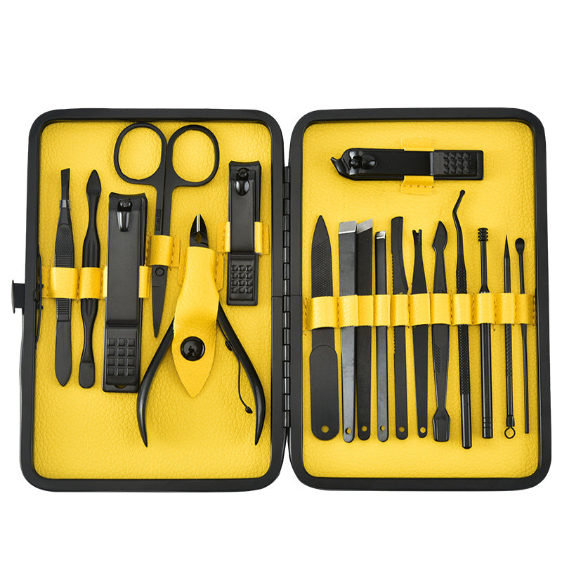 Ensemble d'outils de manucure pour ongles avec coupe-ongles en acier inoxydable et costume noir