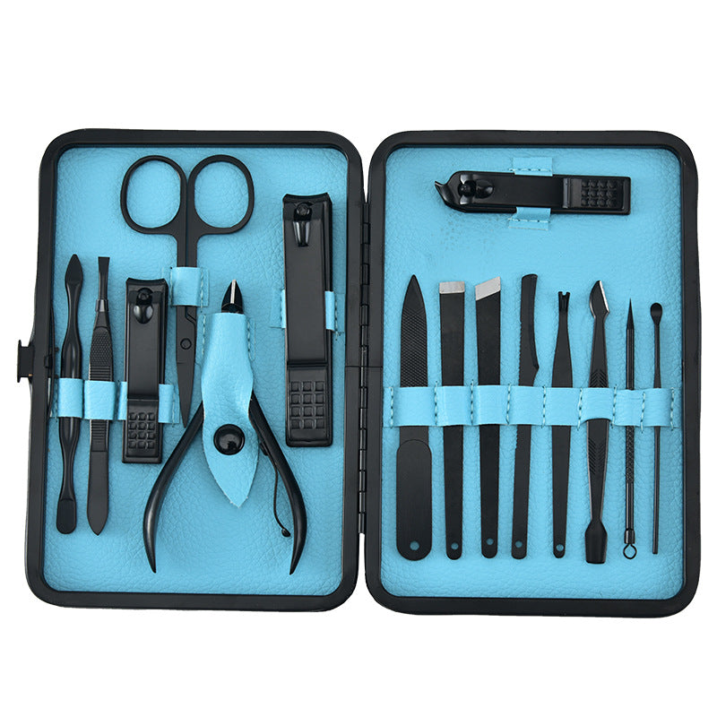 Ensemble d'outils de manucure pour ongles avec coupe-ongles en acier inoxydable et costume noir