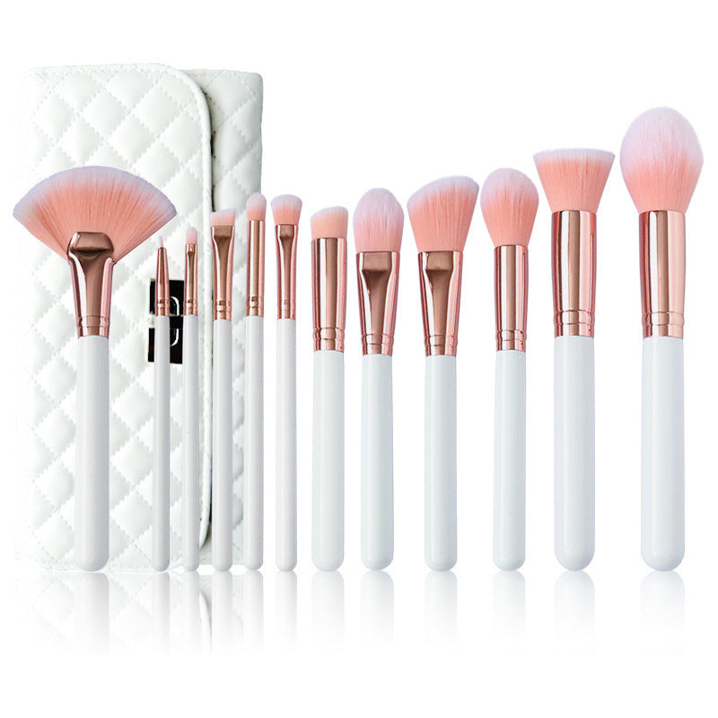 Pink White Brush Foundation Eyebrow Full Makeup Brushes Accessories