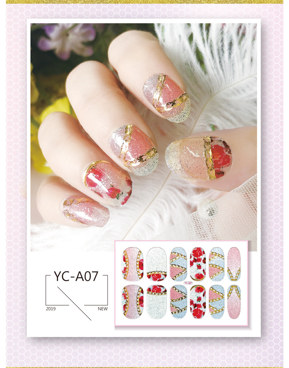 Glitter Bronzing Gradient Full Retro Chinese Nail Stickers