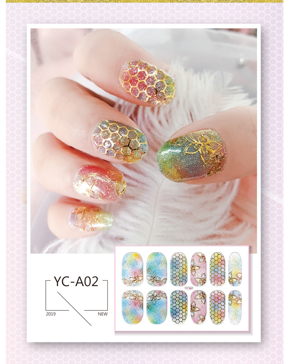 Glitter Bronzing Gradient Full Retro Chinese Nail Stickers