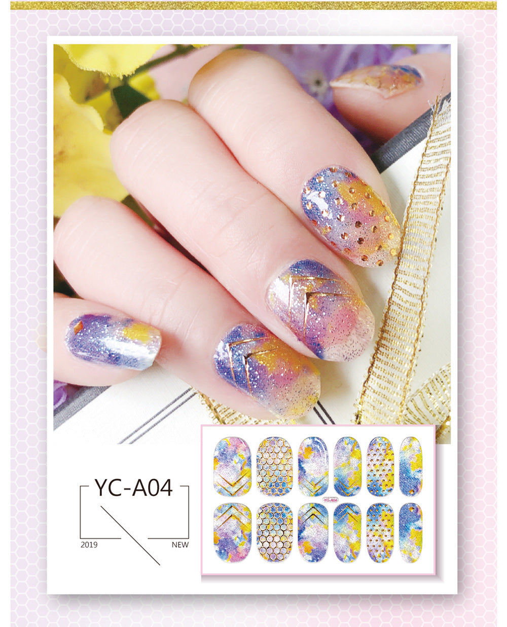 Glitter Bronzing Gradient Full Retro Chinese Nail Stickers