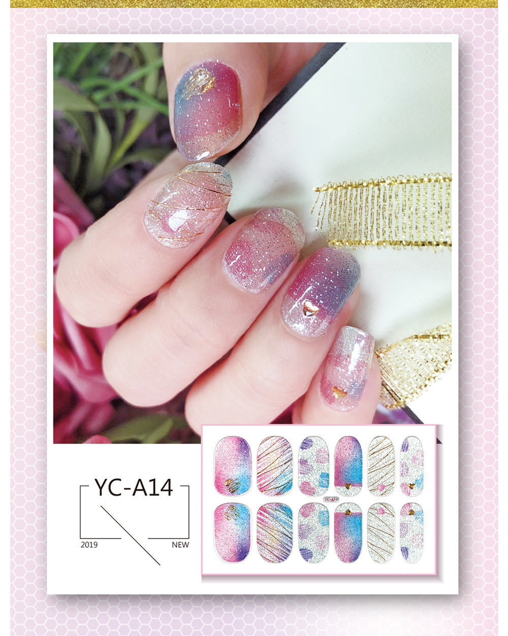 Glitter Bronzing Gradient Full Retro Chinese Nail Stickers