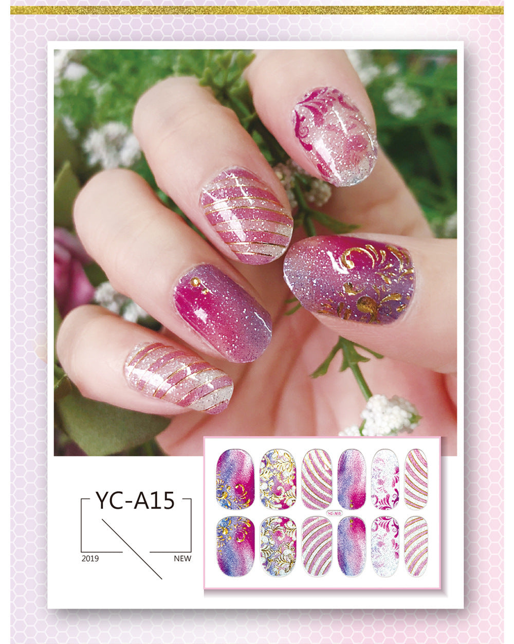 Glitter Bronzing Gradient Full Retro Chinese Nail Stickers