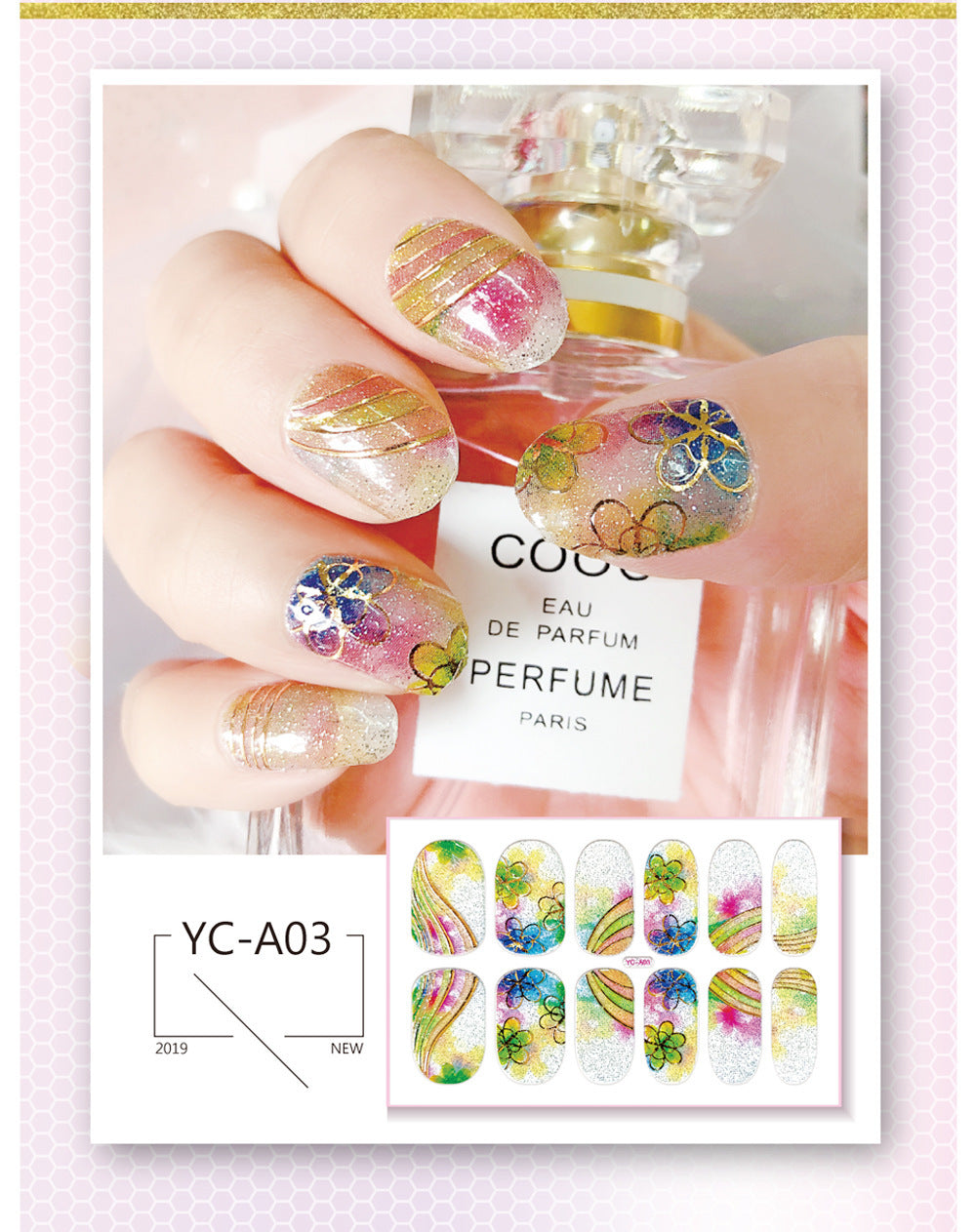 Glitter Bronzing Gradient Full Retro Chinese Nail Stickers