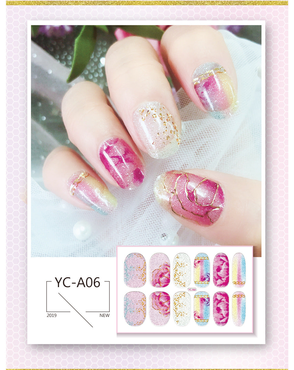 Glitter Bronzing Gradient Full Retro Chinese Nail Stickers