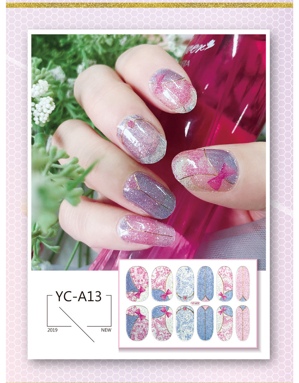 Glitter Bronzing Gradient Full Retro Chinese Nail Stickers