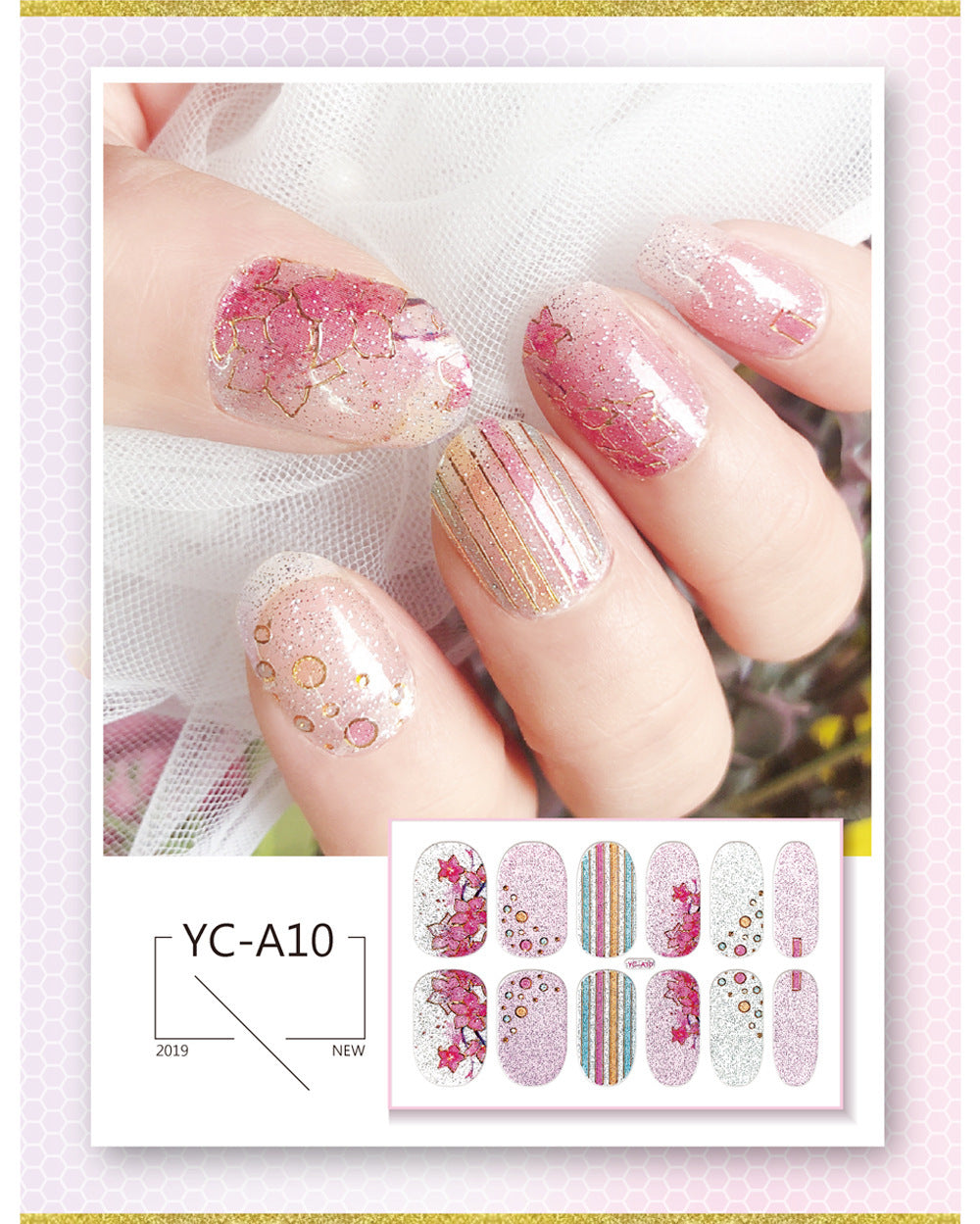 Glitter Bronzing Gradient Full Retro Chinese Nail Stickers