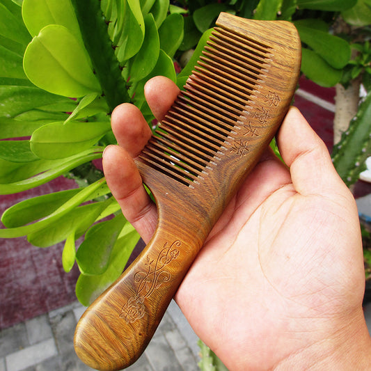 Household Solid Wood Wide Tooth Fine Hair Brushes & Combs