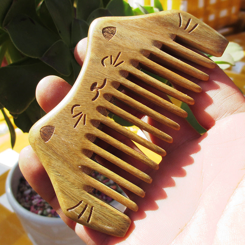 Household Solid Wood Wide Tooth Fine Hair Brushes & Combs