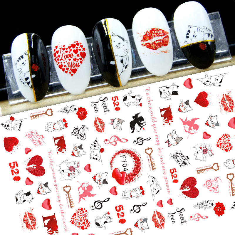 Valentine's Day Spring Series Rose Love Red Lips Butterfly Nail Stickers