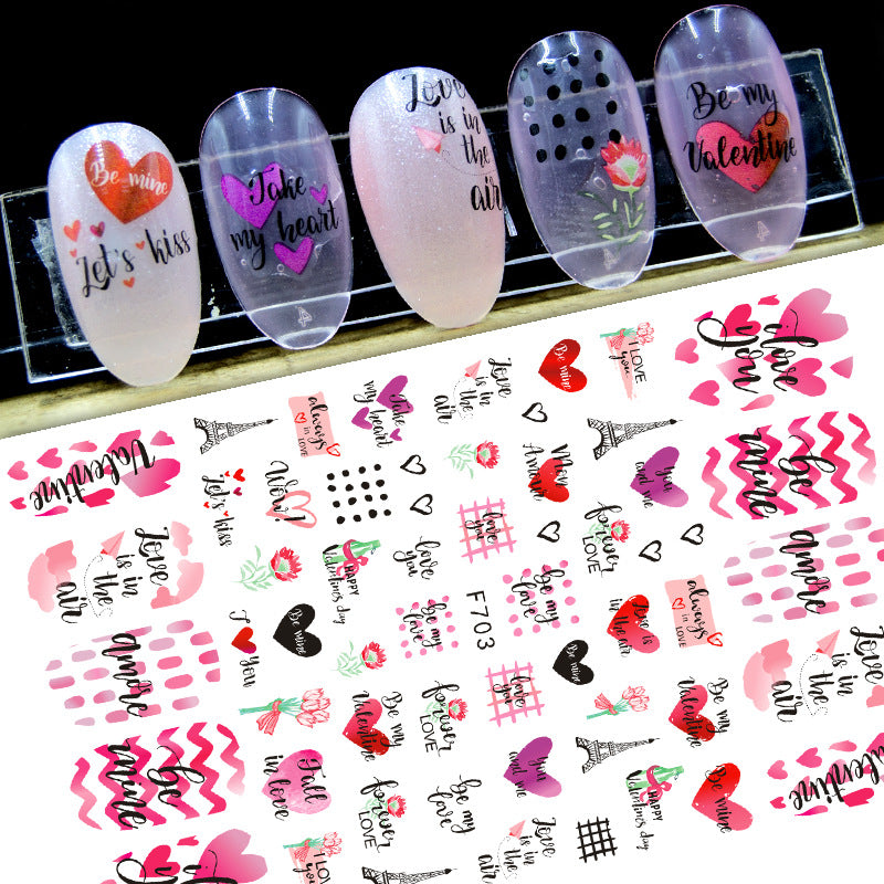 Valentine's Day Spring Series Rose Love Red Lips Butterfly Nail Stickers