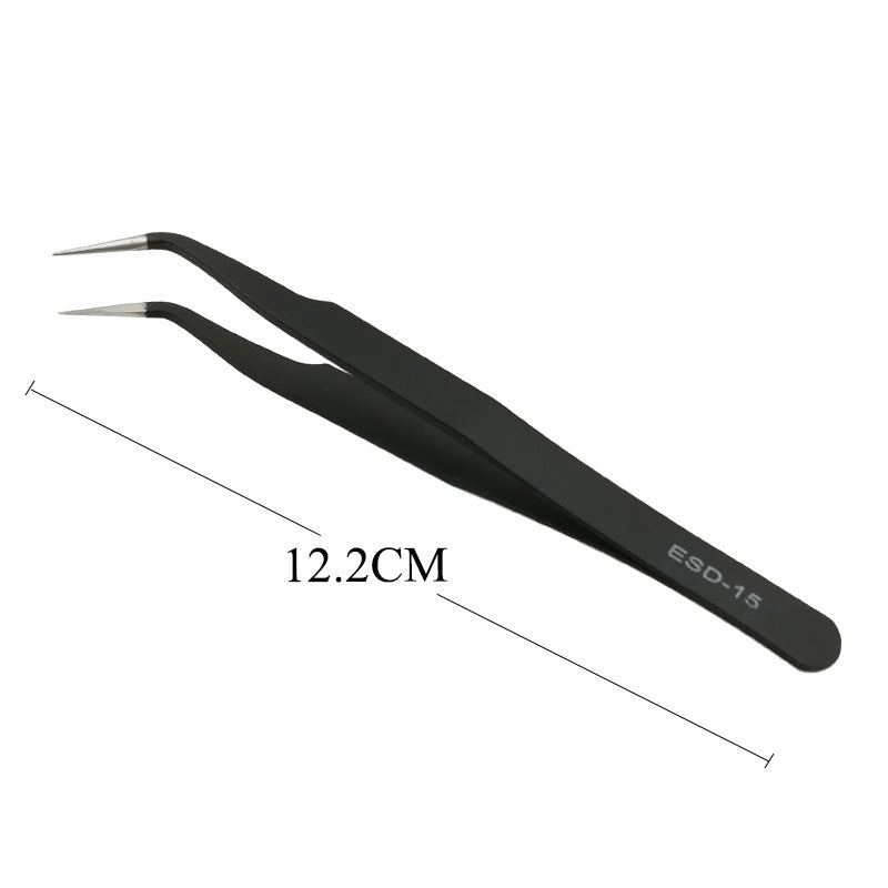 Tweezers Straight Black Stainless Steel Grafting Makeup Accessories