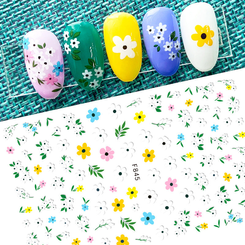 Gummed Little Flower Colorful Small Floral Nail Stickers