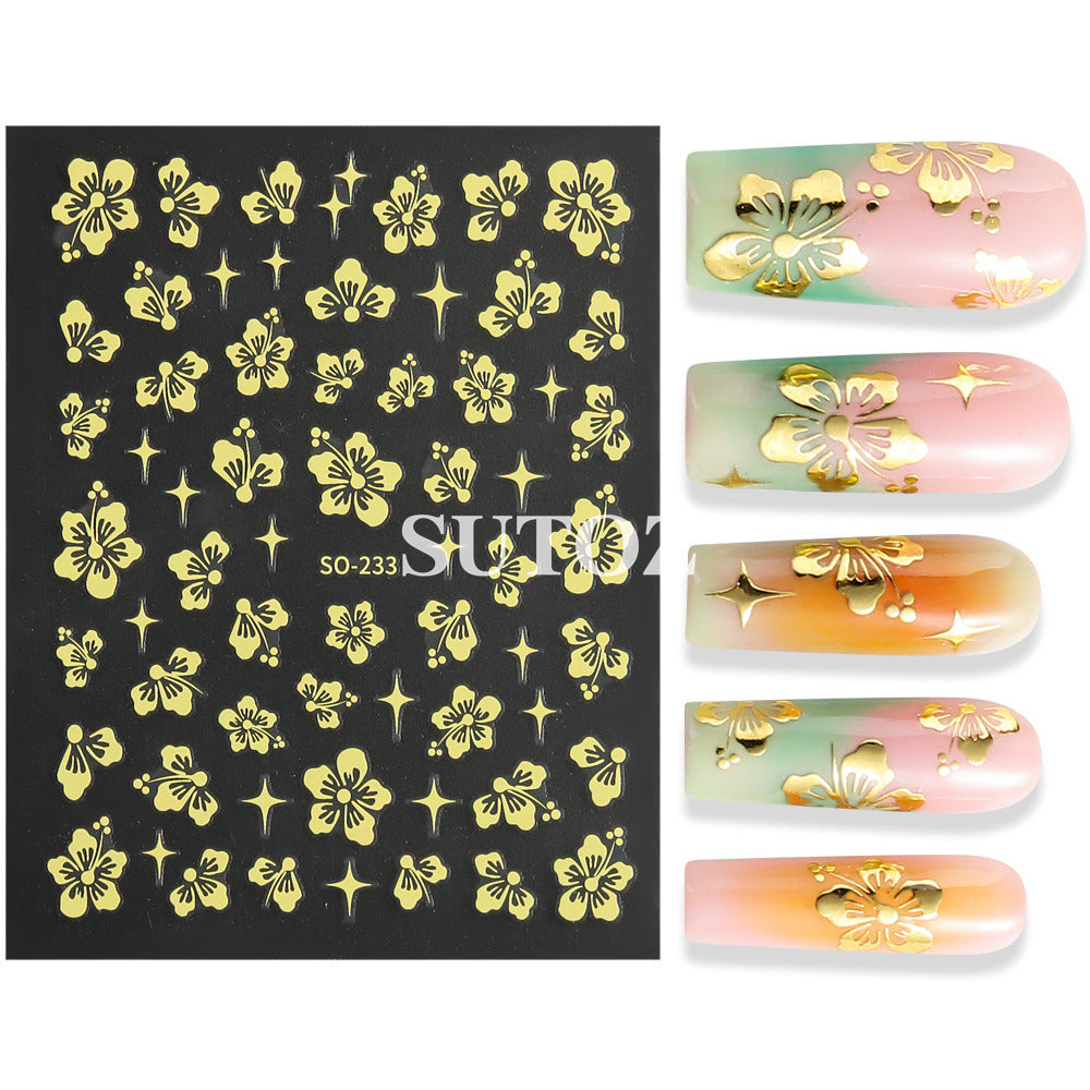 Summer Fresh Romantic Cherry Blossoms Back Nail Stickers