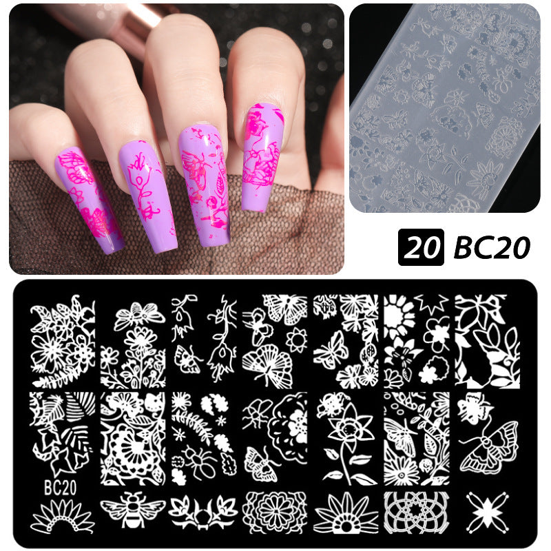 Plastic Seal Printing Board Transfer Manicure Nail Tool Set