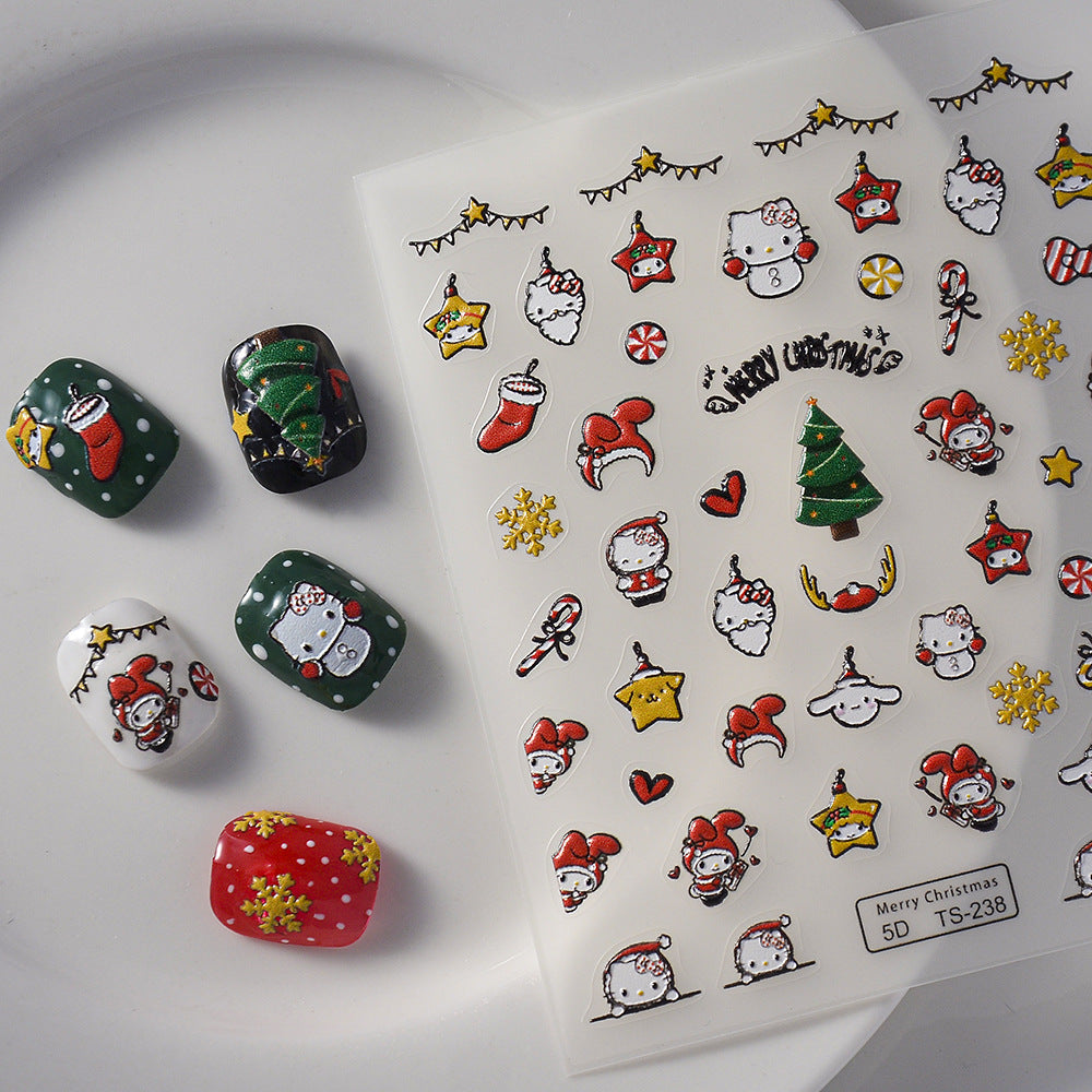 Three-dimensional Decals Sweater Christmas Versatile Relief Nail Stickers