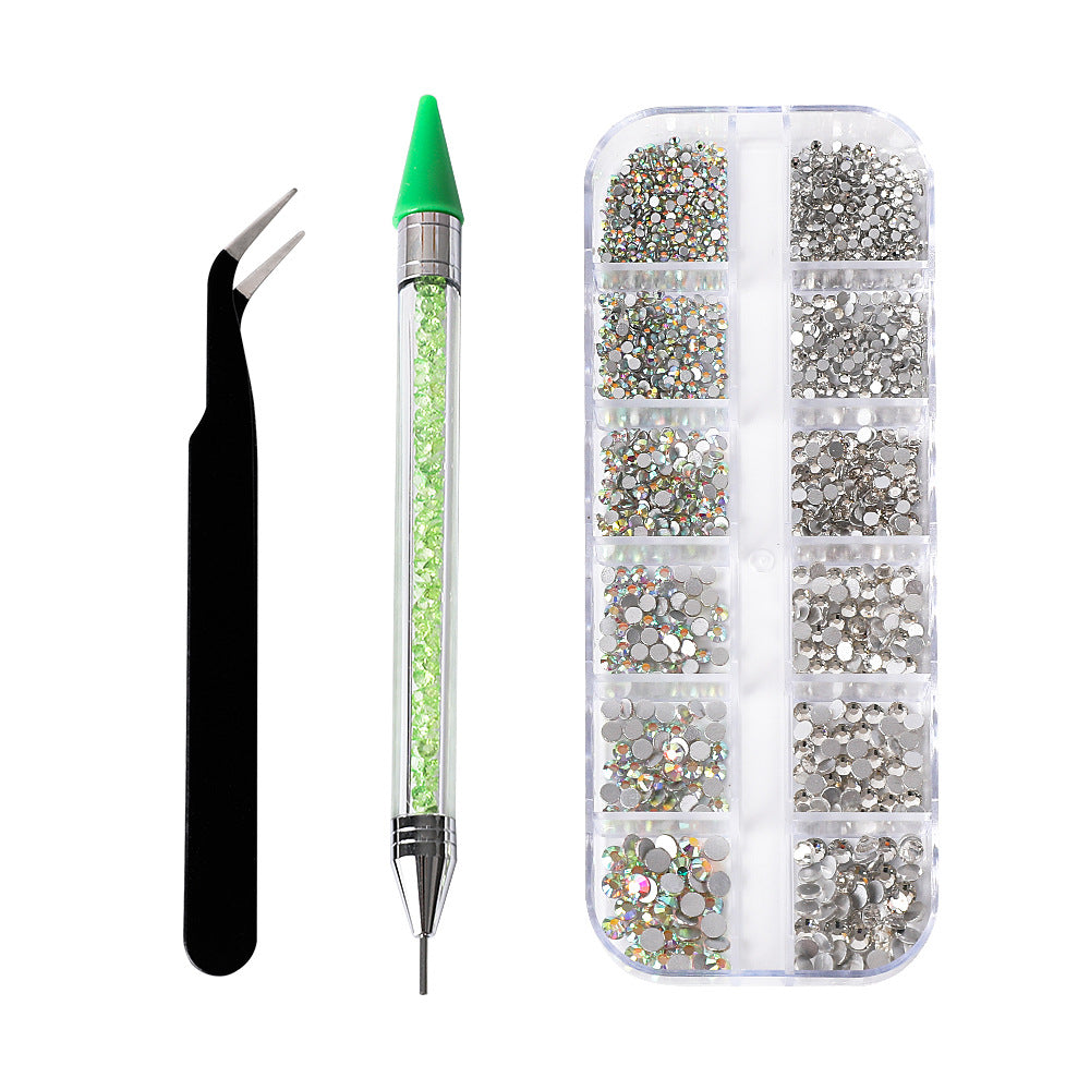 Ensemble d'outils de forage pour ongles avec pince à crayon à double tête et strass