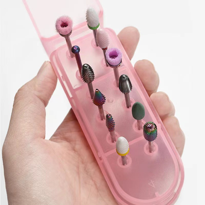 Manicure Grinding Head Storage Box Hole Nail Tool Set