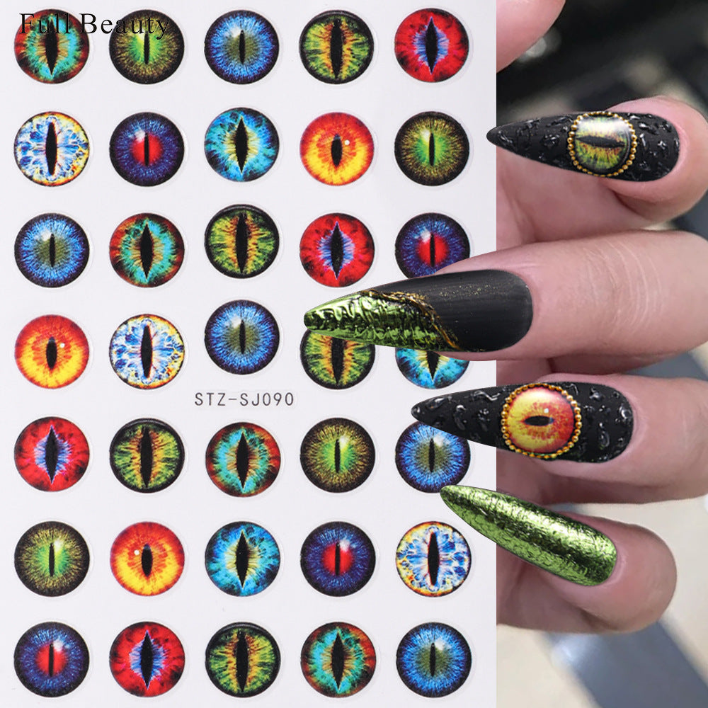 Devil's Dark Cat Eyes Elegant Style Nail Stickers