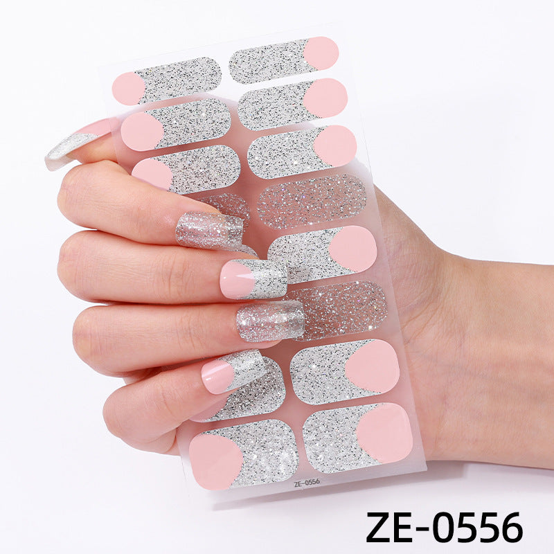 Powder Flashing French Butterfly Simple Flowers Nail Stickers