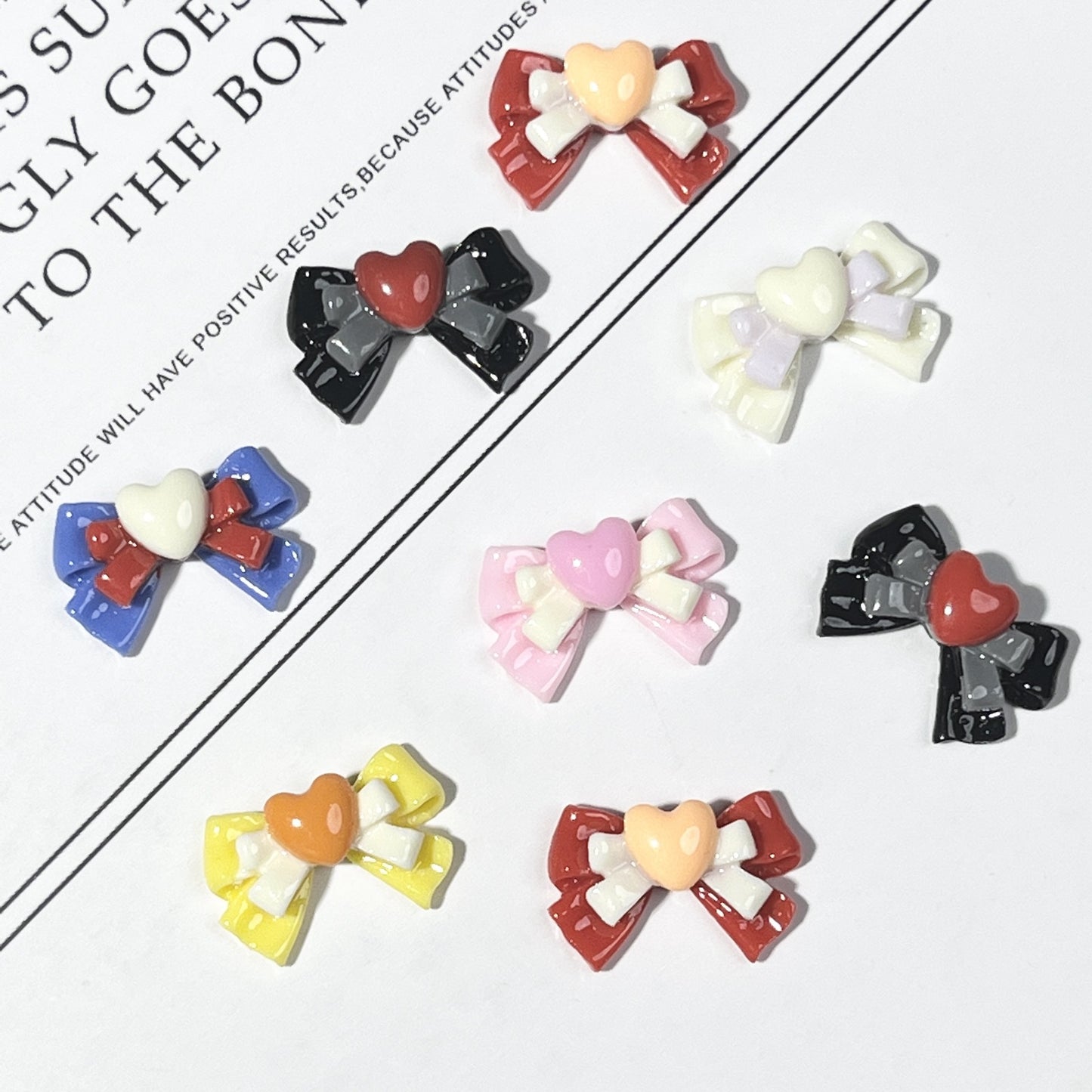 Dopamine Double Layers Loving Heart Bowknot Ornament Sailor Nail Care Nail Art