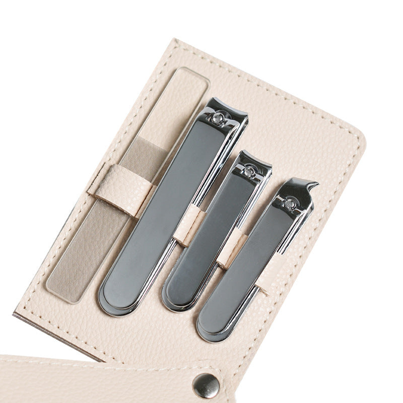 Ensemble d'outils à ongles portables en cuir pour la maison avec ciseaux et coupe-ongles