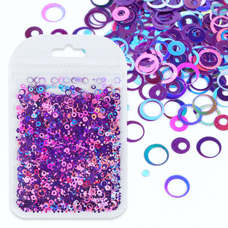 Flash Laser Hollow Round Sequins Mixed Color Nail Care Nail Art