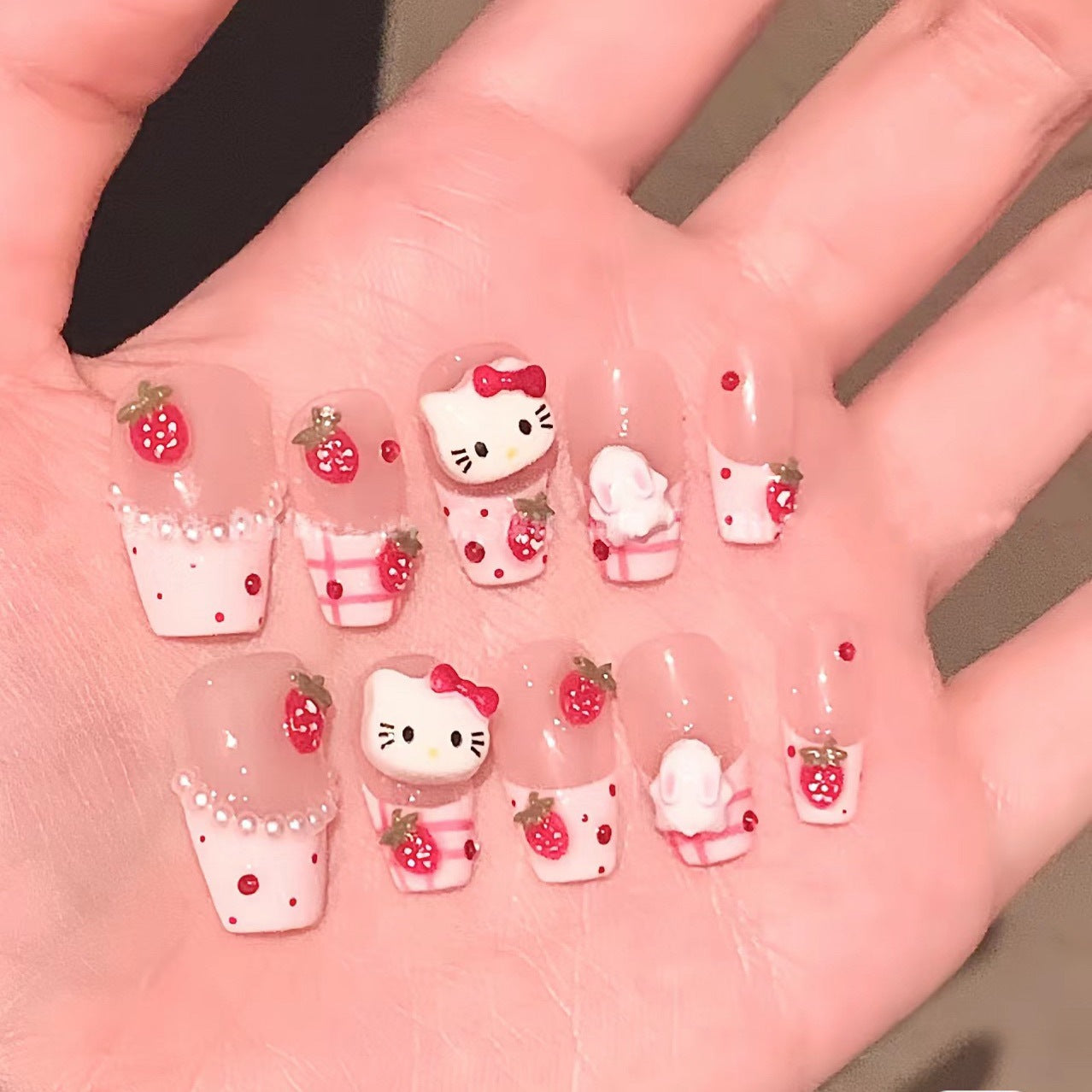 Jam Lying Bunny French Handmade Manicure Wear Nail Stickers