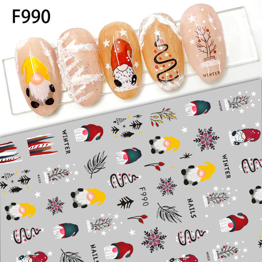 Theme Elk Snowflake Cute Cartoon Beauty Nail Stickers