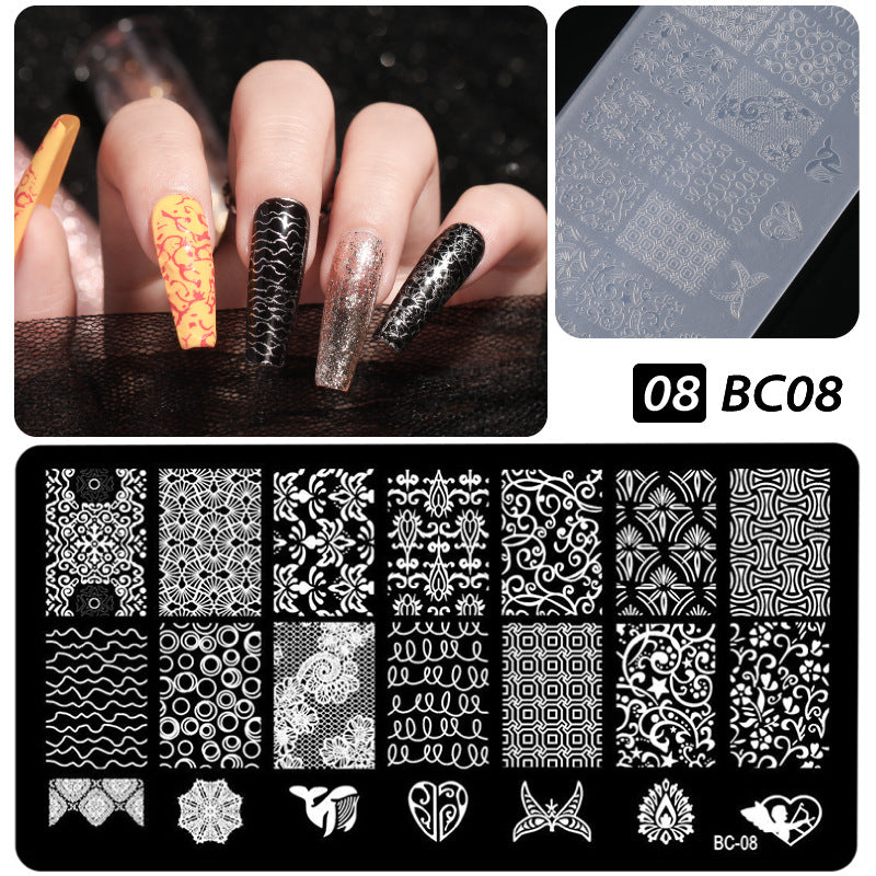 Plastic Seal Printing Board Transfer Manicure Nail Tool Set